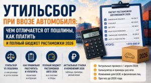 Утильсбор при ввозе автомобиля: чем отличается от пошлины, как платить и полный бюджет растаможки 2026