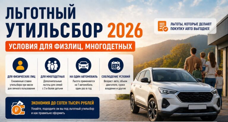 Льготный утильсбор 2026: условия для физлиц, многодетных и участников СВО