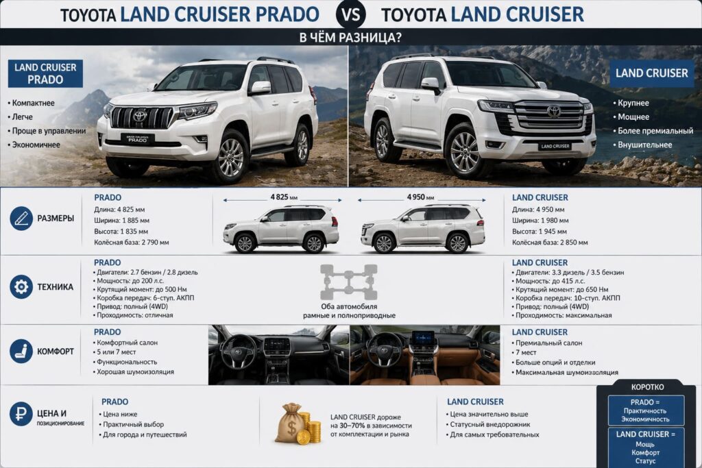 Тойота Prado против Land Cruiser

