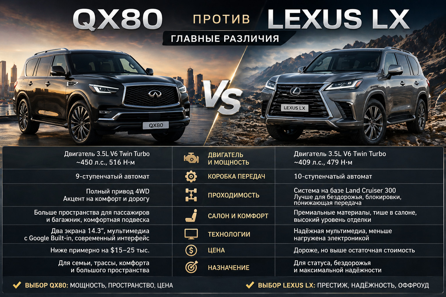QX80 против Lexus LX: