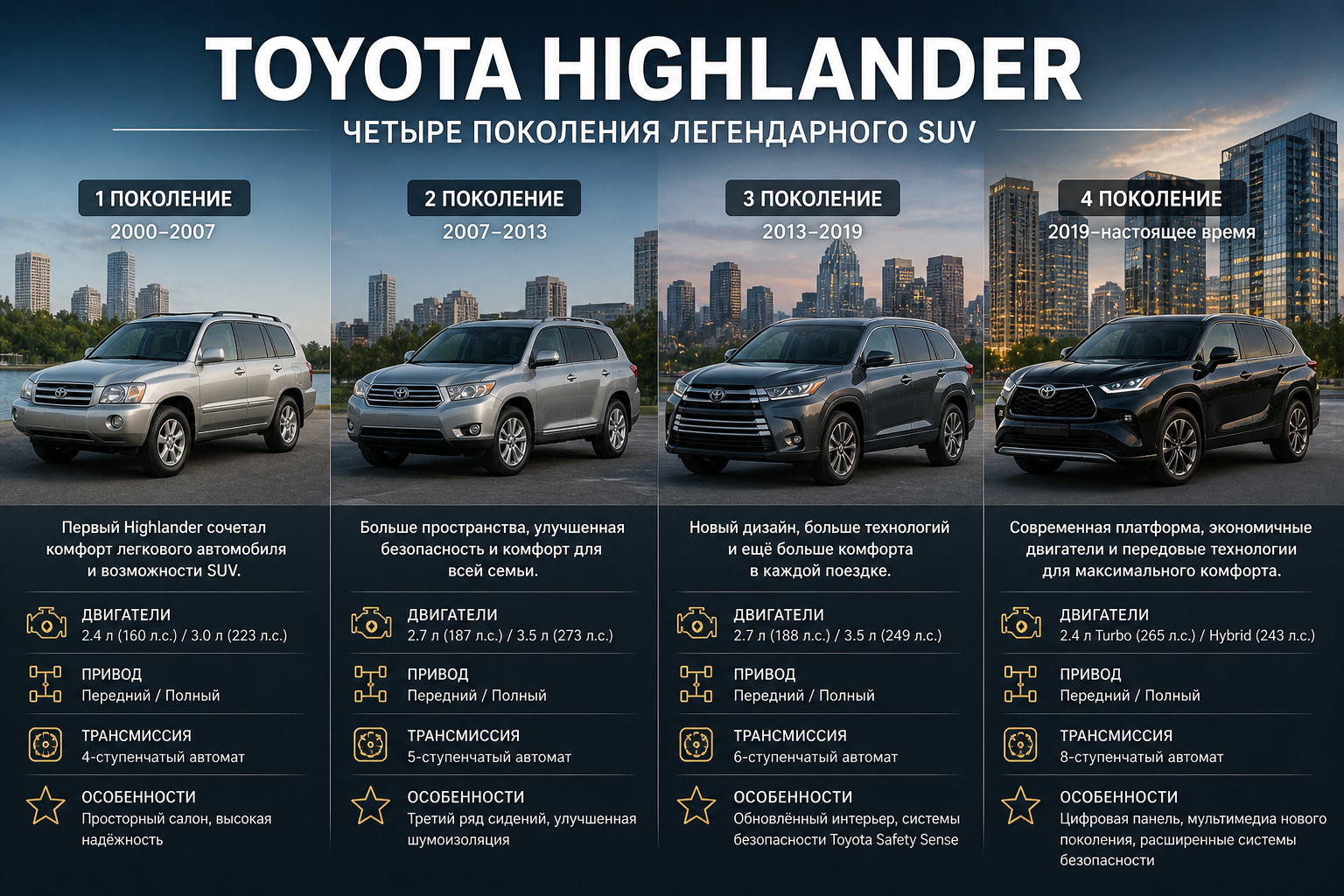 Четыре поколения Highlander