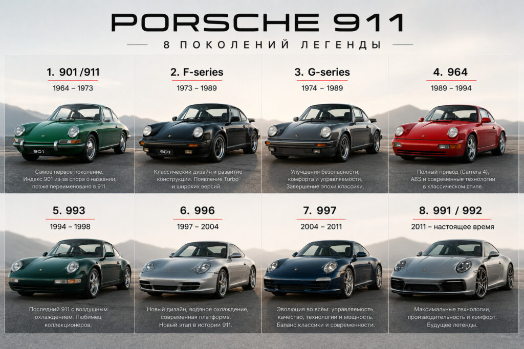 История Porsche 911: 8 поколений

