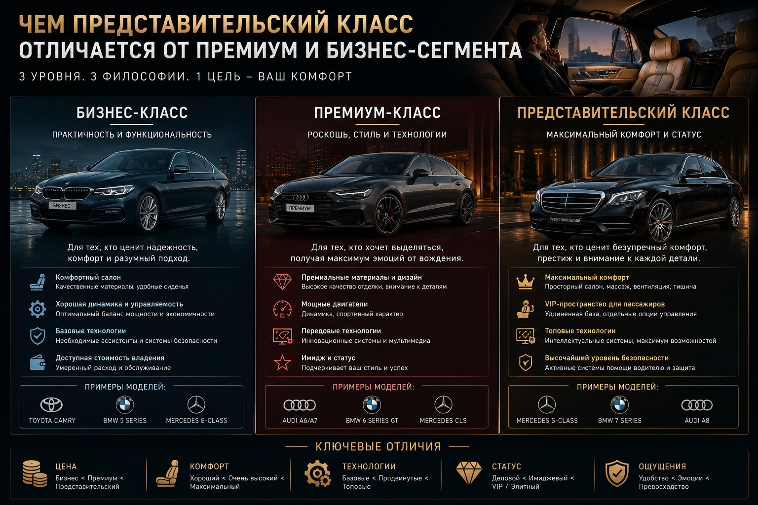 Классы автомобилей: роскошь и комфорт 