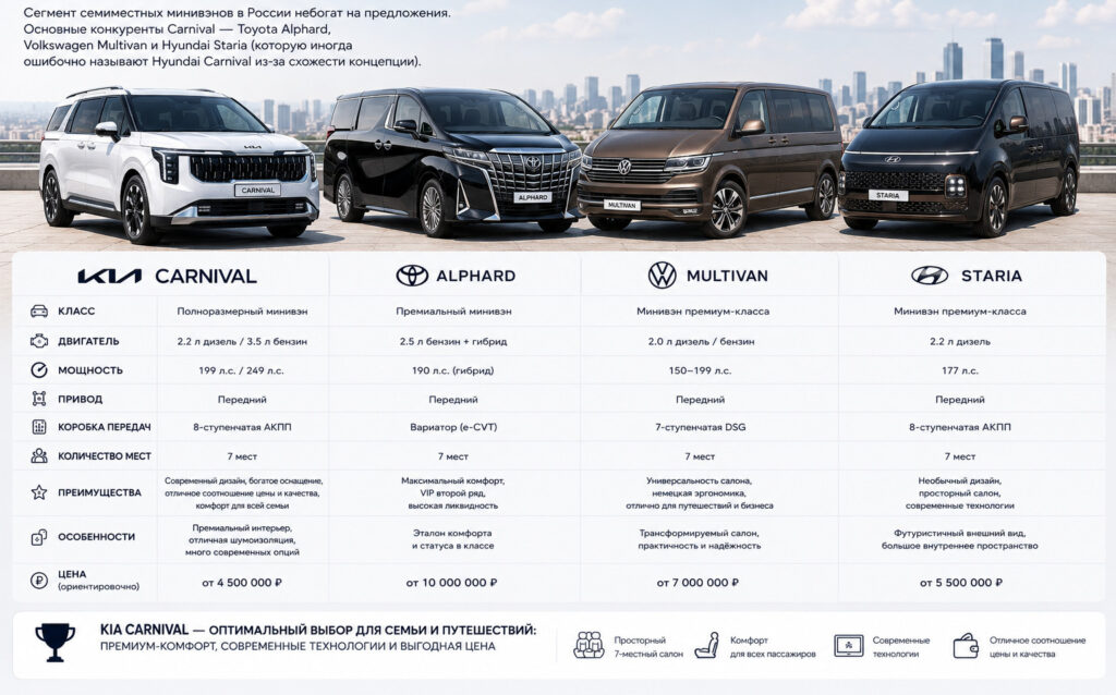 Сравнение минивэнов: KIA против конкурентов


