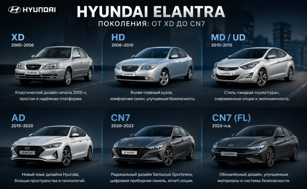 Поколения Elantra: от XD до CN7