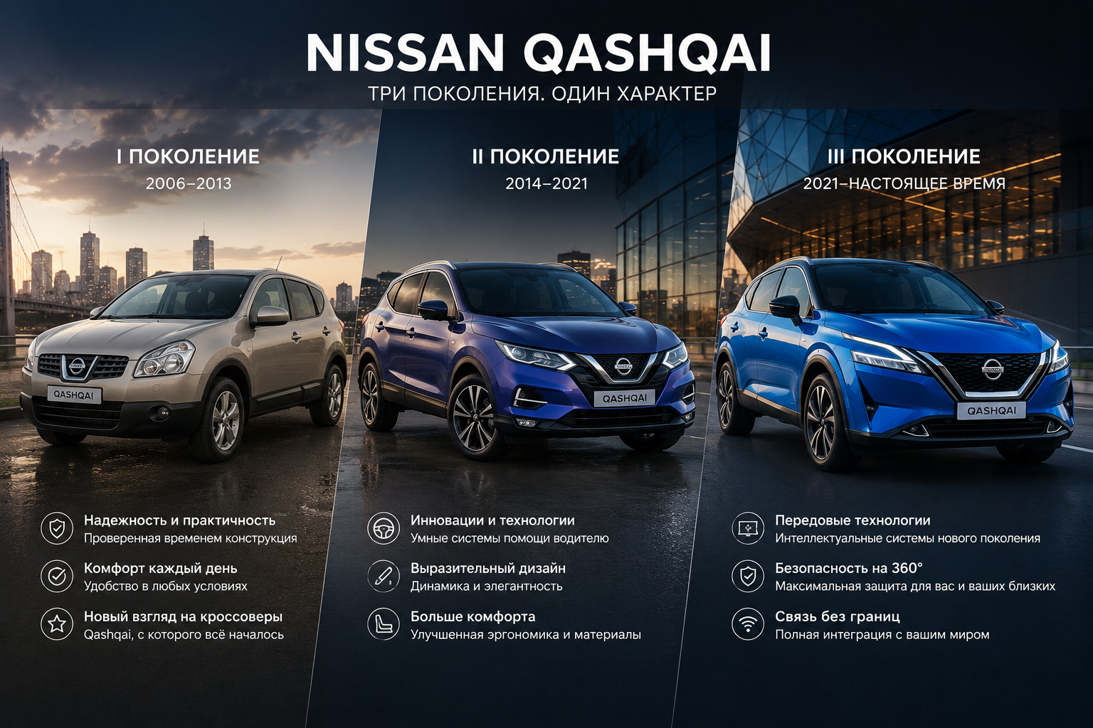 Три поколения Qashqai