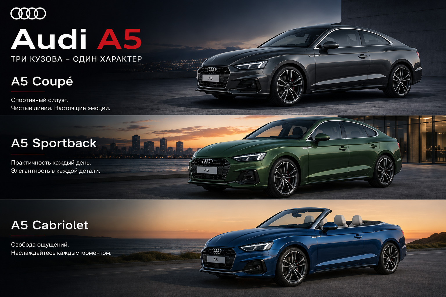 Audi A5 - три кузова, одна эмоция

