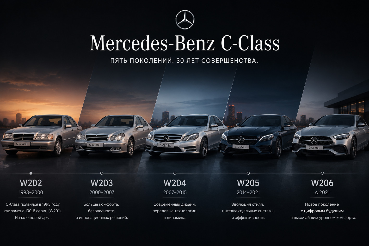Пять поколений Mercedes-Benz C-Class