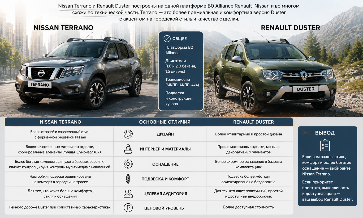 Nissan Terrano чем он отличается от Duster